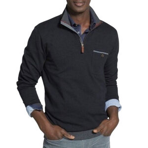 Ted Baker Men's Bevyhil Quarter 1/4 Zip Pullover Leather Trim Sweater Sz XXL